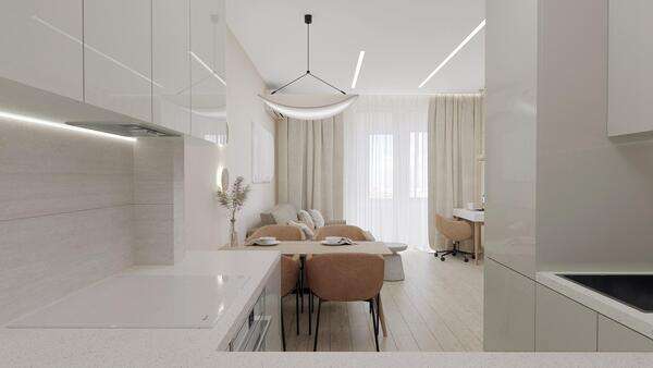 Interior luminoso y blanco con luz natural en un espacio sereno